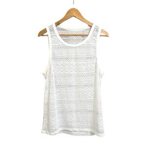 SHEIN White Lace Breathable Tank Top